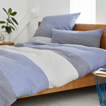 elegante Halbleinen Bettwäsche Beat blue