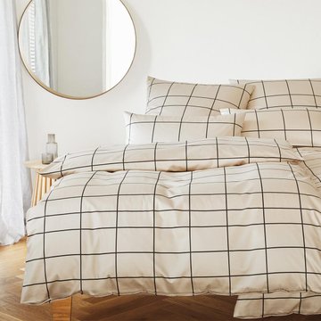 elegante Mako-Satin Bettwäsche Cross beige