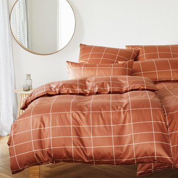 elegante Mako-Satin Bettwäsche Cross kupfer