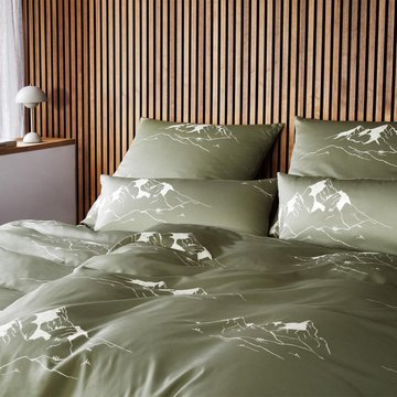 elegante Mako-Satin Bettwäsche Mountain Top zirbe