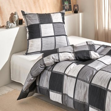 Traumschlaf Mako-Satin Bettwäschegarnitur Verso grau