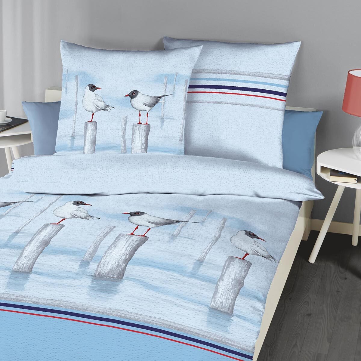 Kaeppel Seersucker Bettwäsche Möwen hellblau_1