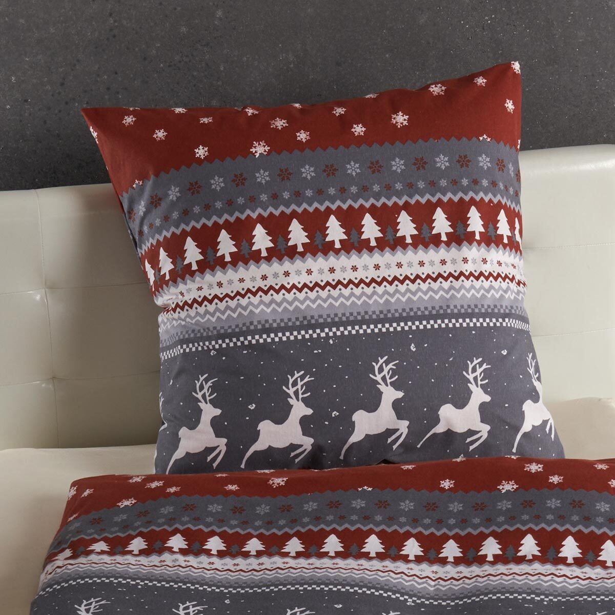 Traumschlaf Biber Bettwäsche Winterland rot_1