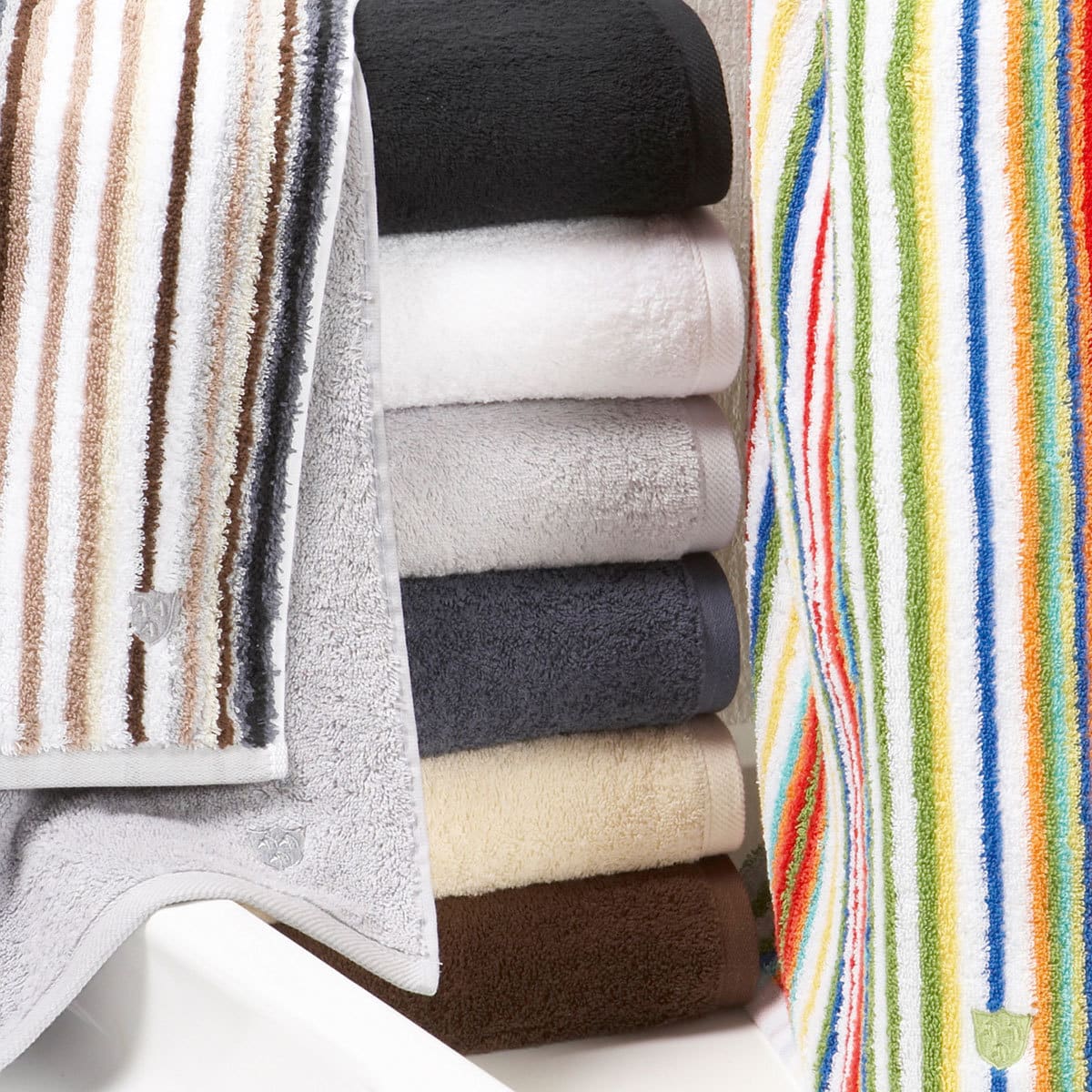 Handtücher Multicolor-Streifen bei Shop günstig kaufen online Bettwaren Ross anthrazit