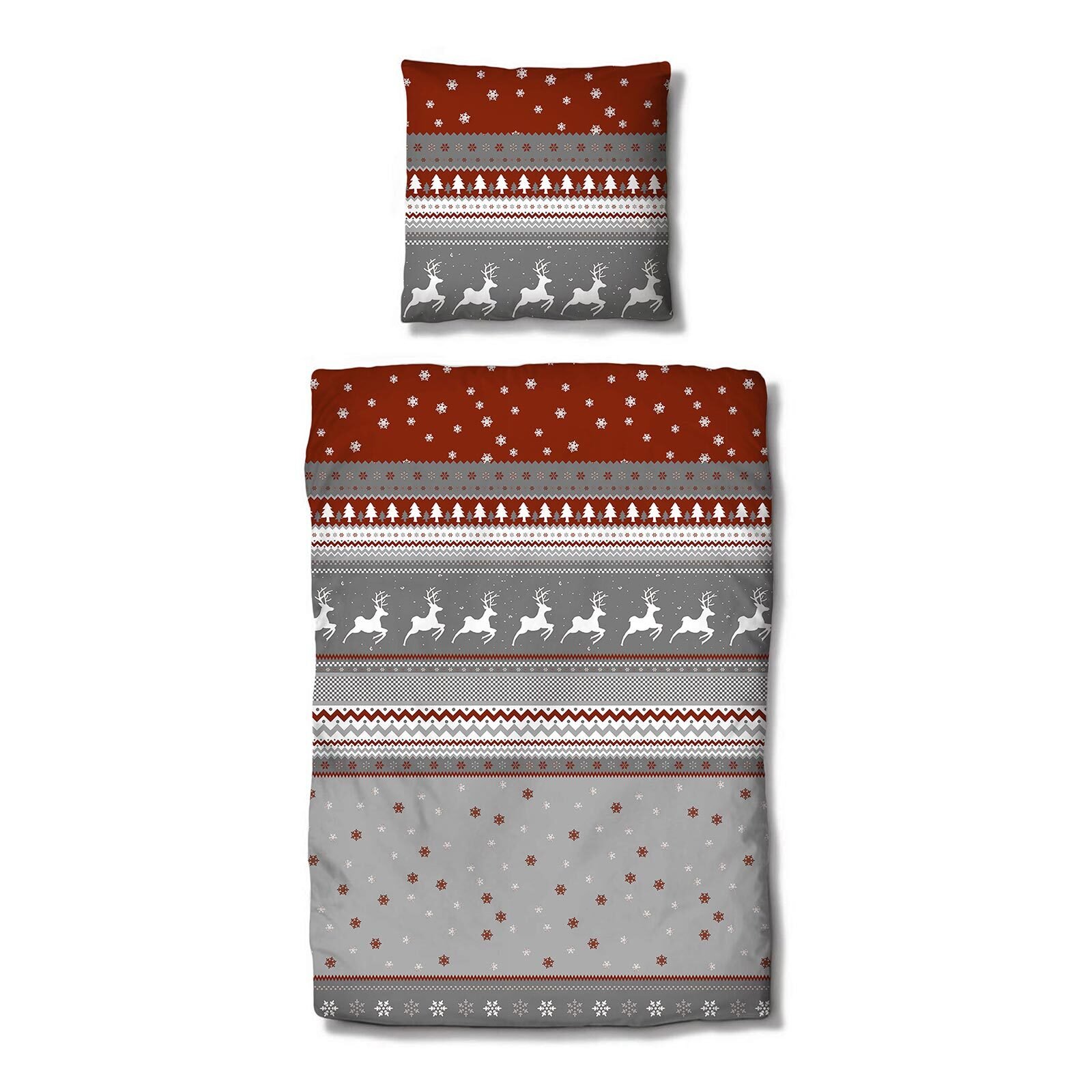 Traumschlaf Biber Bettwäsche Winterland rot_3
