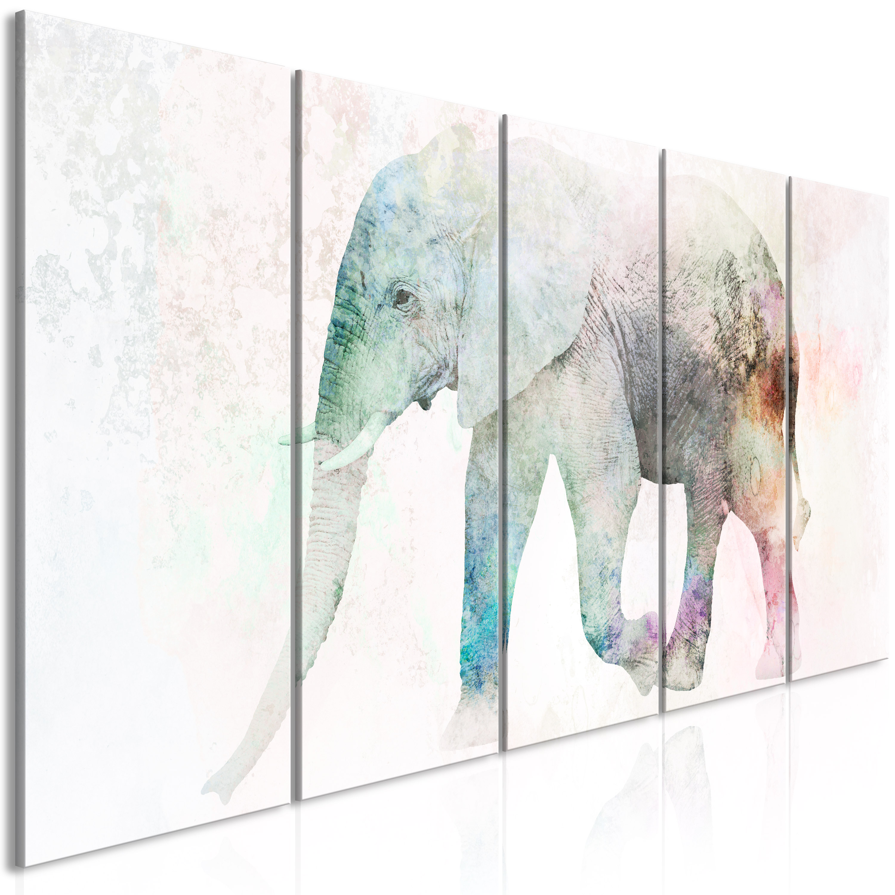 Wandbild - Painted Elephant (5 Parts) Narrow