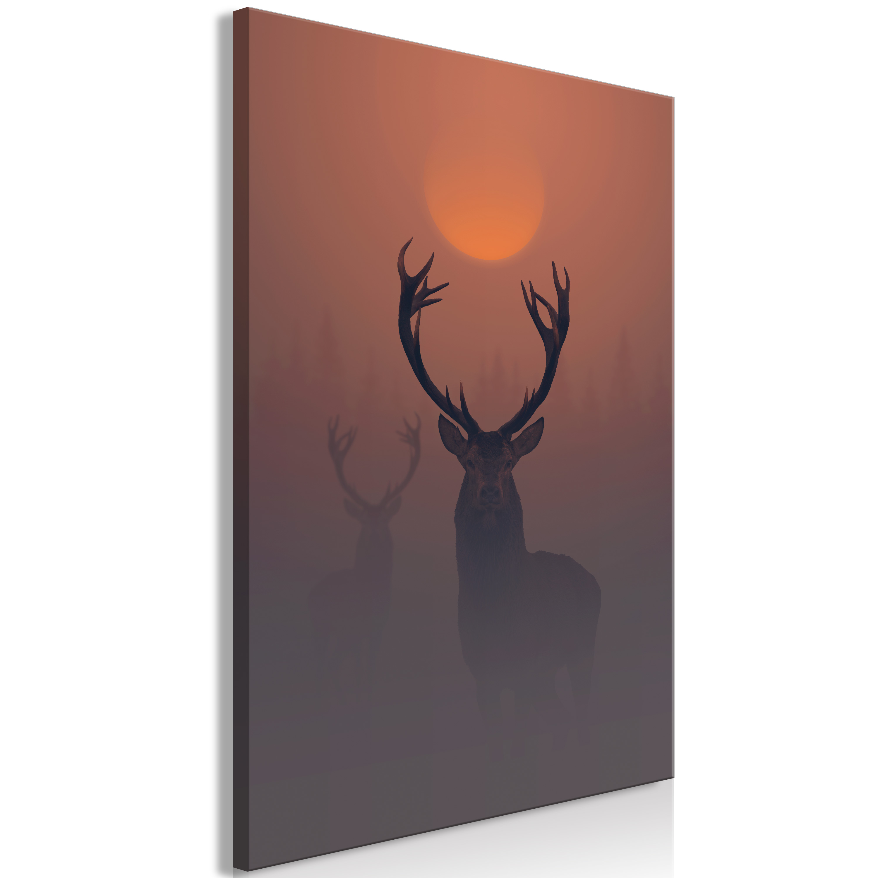 Wandbild - Deers in the Fog (1 Part) Vertical