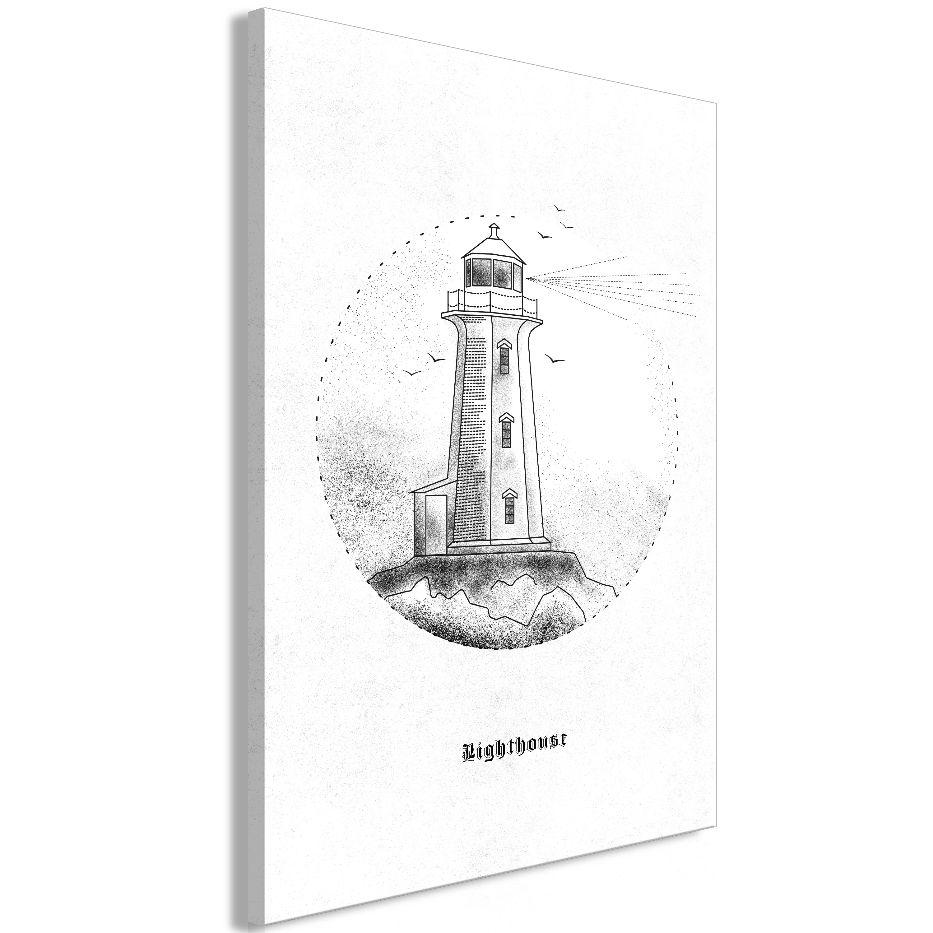 Wandbild - Black and White Lighthouse (1 Part) Vertical