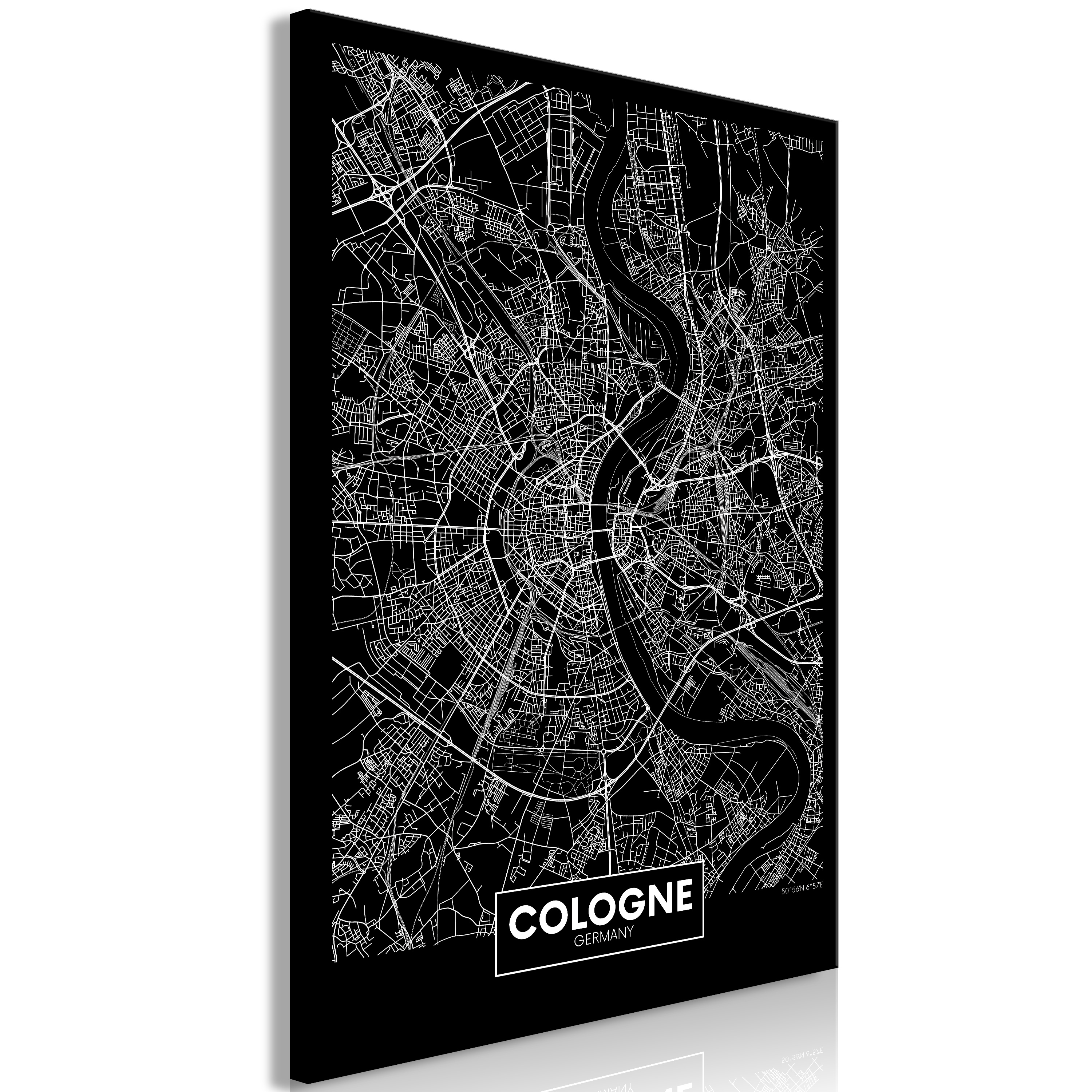 Wandbild - Dark Map of Cologne (1 Part) Vertical