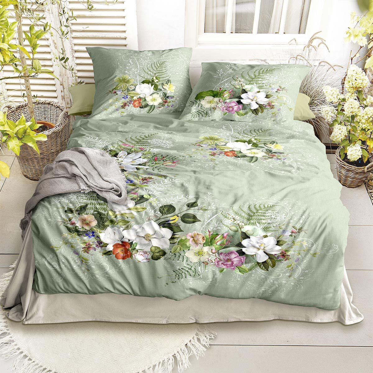 Irisette Mako-Satin Bettwäsche Wave 8711 grün