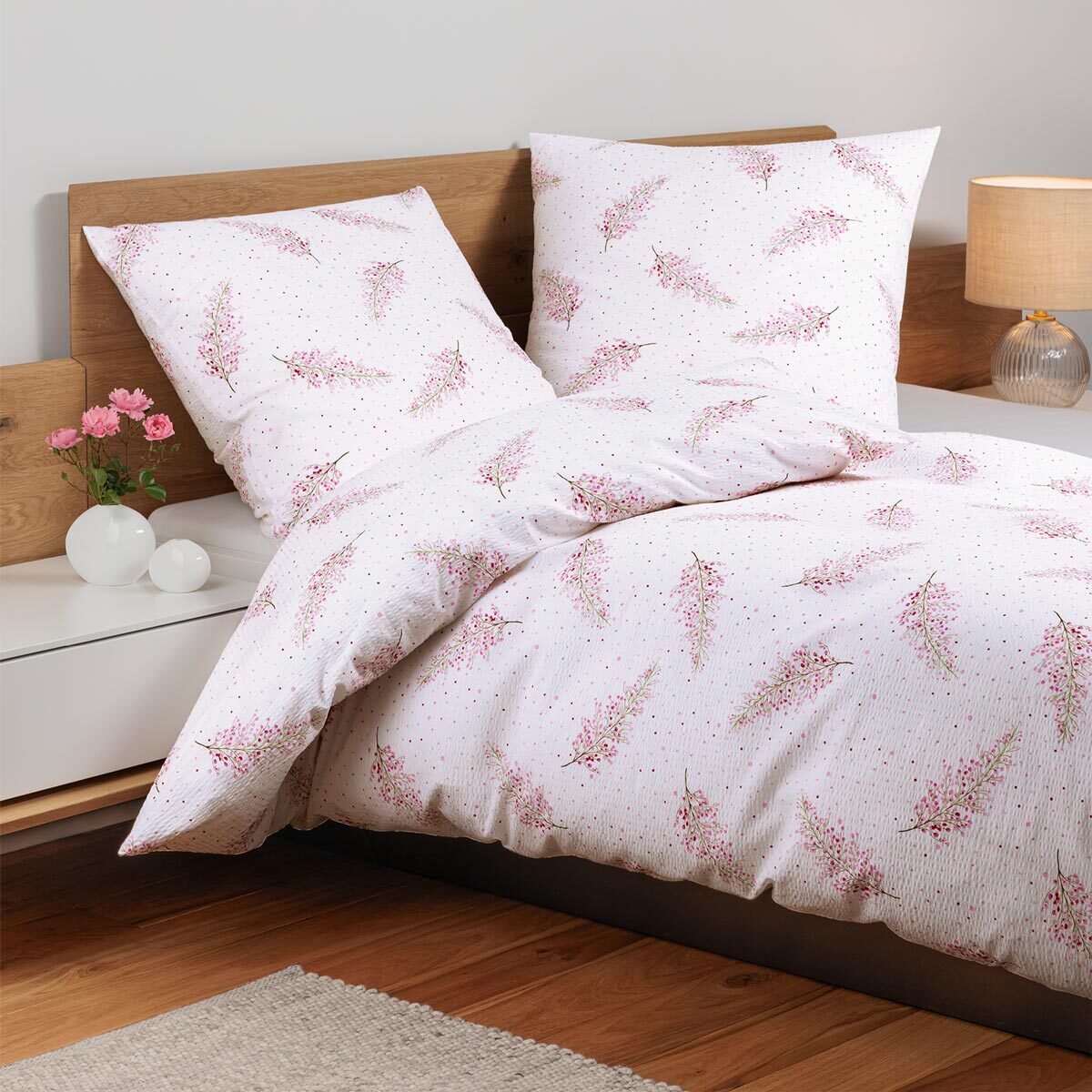 Janine Mako-Soft-Seersucker Bettwäsche Tango 20163 rot rosa