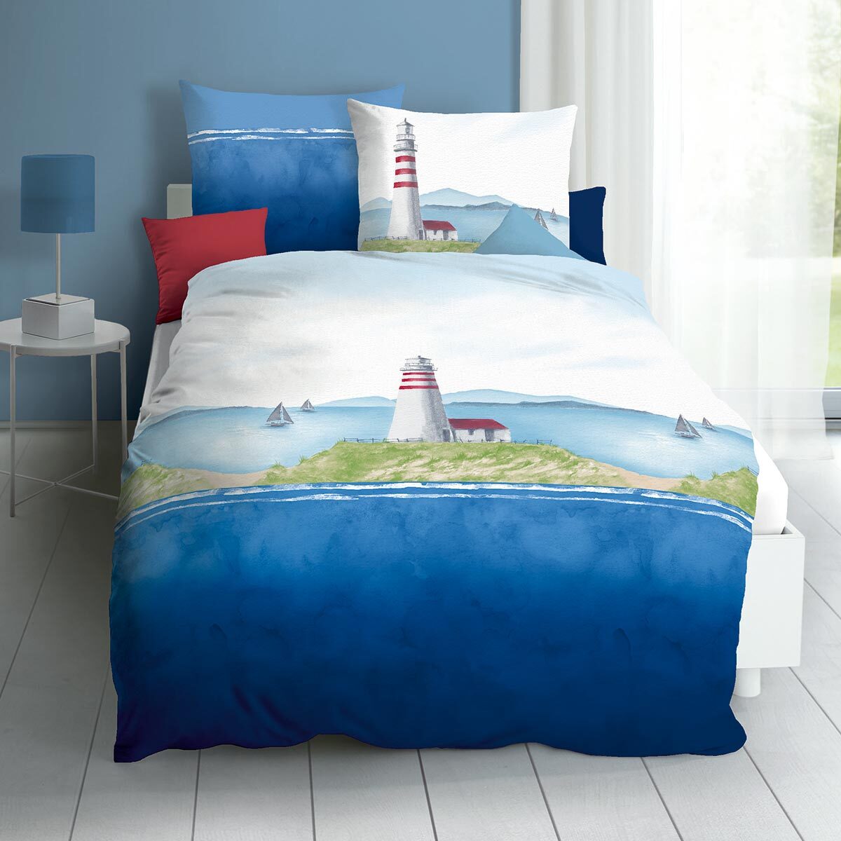 Kaeppel Seersucker Bettwäsche Lighthouse marine