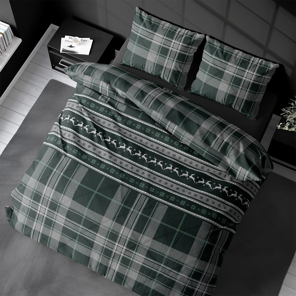 Traumschlaf Flanell Bettwäsche Hirsche grün